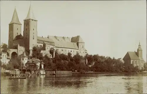 Foto Ak Rochlitz an der Mulde, Teilansicht mit Burg