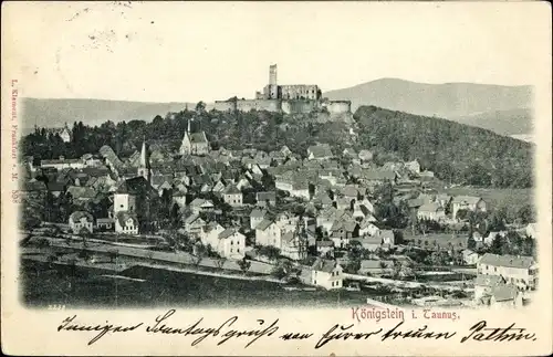 Relief Ak Königstein Taunus, Blick zur Ruine, Ort