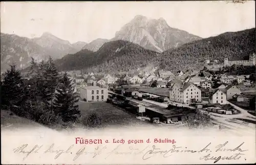 Relief Ak Füssen im Ostallgäu, Panorama mit Säuling