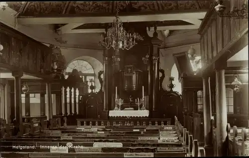 Ak Nordseeinsel Helgoland, Inneres der Kirche