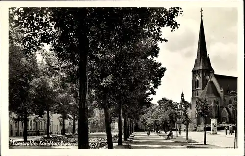 Ak Eberswalde im Kreis Barnim, Karl Marx Platz, Kirche