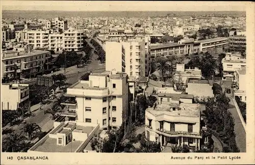 Ak Casablanca Marokko, Avenue du Parc et le Petit Lycée