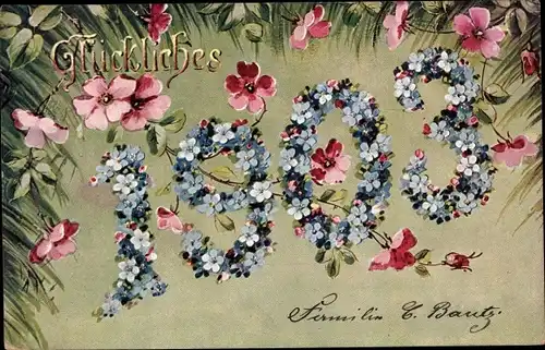 Ak Glückwunsch Neujahr, Jahreszahl 1903, Vergissmeinnicht