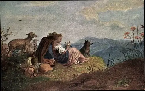 Künstler Ak Richter, Ludwig, Schäferidyll
