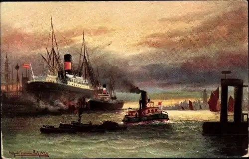 Künstler Ak Morgenstimmung im Hafen, TSN Serie 705