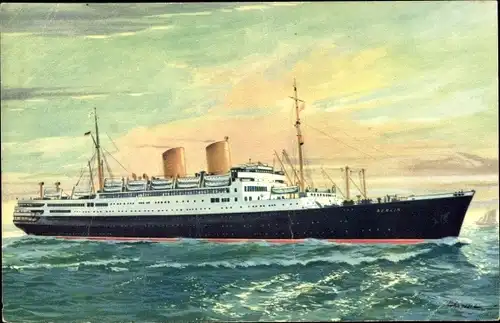 Künstler Ak Dampfer MS Berlin, Norddeutscher Lloyd Bremen, Passagierschiff