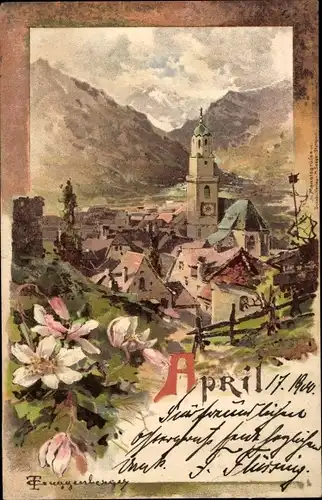 Künstler Litho Guggenberger, Thomas, Allegorie, April, Ortschaft