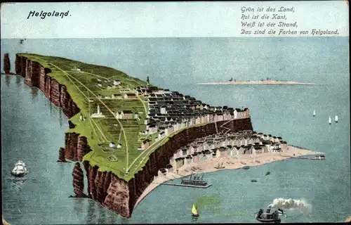 Ak Nordseeinsel Helgoland, Insel aus der Vogelschau