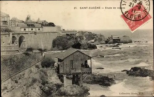 Ak Saint Eugene Algerien, Etude de vagues, Partie an der Küste