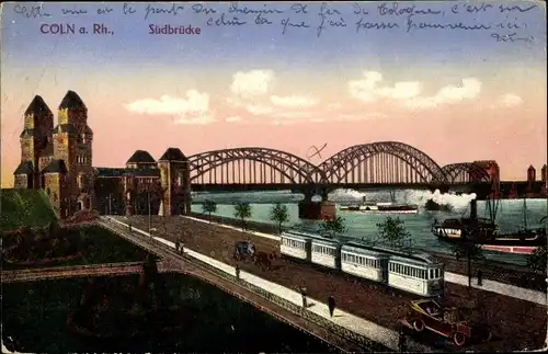 Ak Köln am Rhein, Südbrücke, Straßenbahn