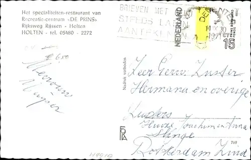 Ak Holten Overijssel Niederlande, Recreatie centrum De Prins, Restaurant