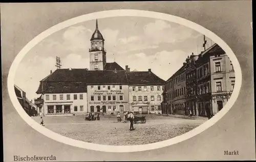 Passepartout Ak Bischofswerda in Sachsen, Markt, Geschäfte