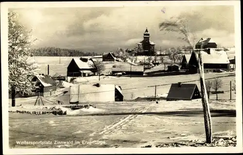 Ak Zinnwald Georgenfeld Altenberg im Erzgebirge, Wintersportplatz, Ansicht im Winter