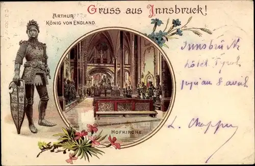 Litho Innsbruck in Tirol, Hofkirche, Statue Arthur König von  England