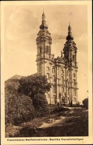 Ak Lichtenfels am Main Oberfranken, Franziskaner-Wallfahrtkirche: Basilika Vierzehnheiligen