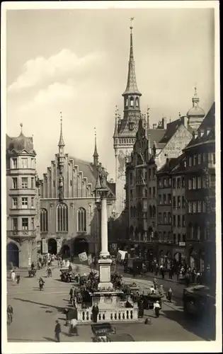 Ak München, Marienplatz und altes Rathaus