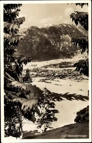 Ak Oberammergau in Oberbayern, Panorama, Winter