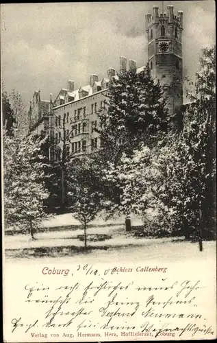 Ak Beiersdorf Coburg in Oberfranken, Schloss Callenberg, Winter