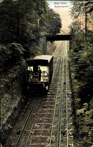 Ak Bad Ems an der Lahn, Malbergbahn, Standseilbahn