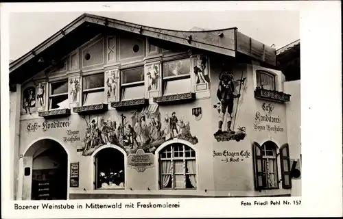 Ak Mittenwald in Oberbayern, Bozener Weinstube, Freskomalerei