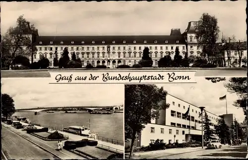 Ak Bonn am Rhein, Universität, Rheinpromenade, Bundeshaus