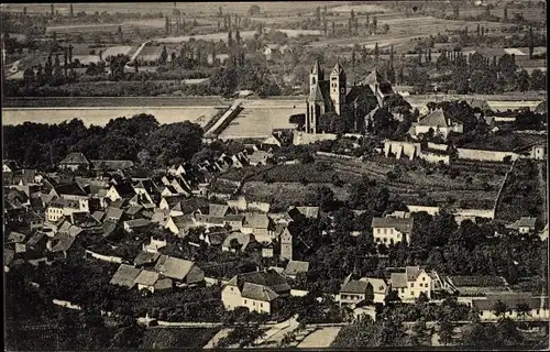 Ak Breisach am Oberrhein, Blick aus der Vogelschau, Rhein