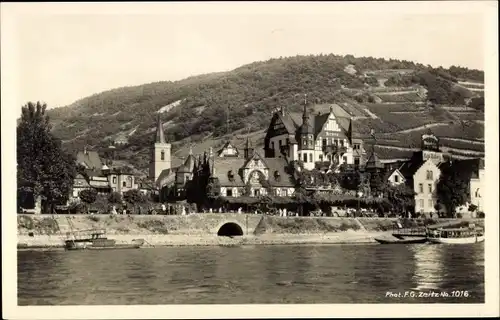 Ak Rüdesheim Assmannshausen am Rhein, Hotel Krone, Gesamtansicht