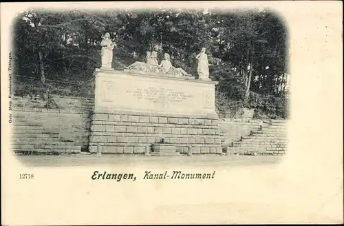 Ak Erlangen in Mittelfranken Bayern, Kanal-Monument