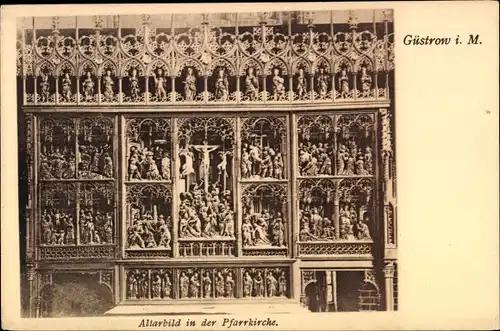 Ak Güstrow in Mecklenburg, Altarbild in der Pfarrkirche