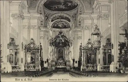 Ak Rot an der Rot in Württemberg, Inneres der Kirche, Altar