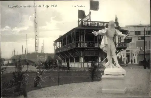 Ak Exposition universelle de Liege 1905, Les Jardins