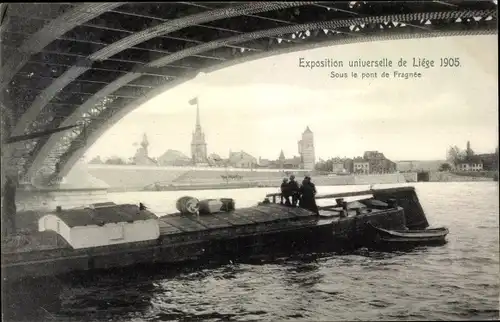 Ak Exposition universelle de Liege 1905, Sous le Pont de Fragnee