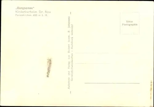 Ak Garmisch Partenkirchen in Oberbayern, Kinderkurheim Dr. Neu, Bergsonne