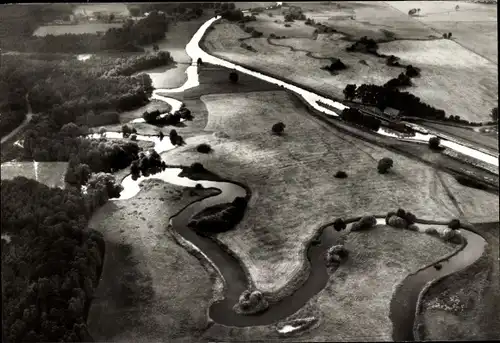 Ak Grabow in Mecklenburg, Fliegeraufnahme, Mecklenburgische Landschaft