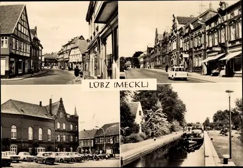 Ak Lübz in Mecklenburg, Breitscheidstraße, Goldberger Straße, HOG Zum Stadtturm, Schleuse