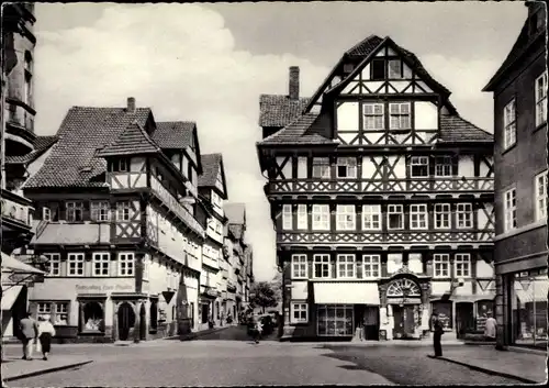 Ak Hann. Münden in Niedersachsen, Alte Häuser in der Langestraße, Fachwerkhaus