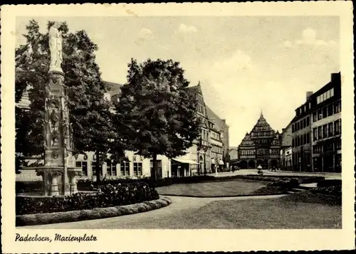 Ak Paderborn in Nordrhein Westfalen, Marienplatz, Geschäftshäuser