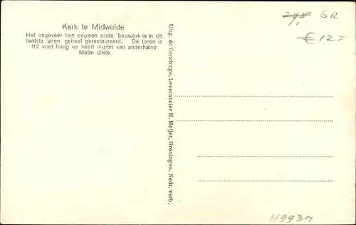 Ak Midwolde Groningen Niederlande, Kerk