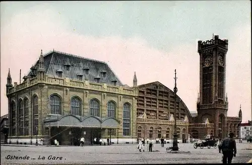 Ak Oostende Ostende Westflandern, La Gare