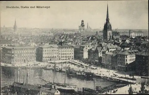 Ak Stockholm Schweden, Staden med Mälartorget