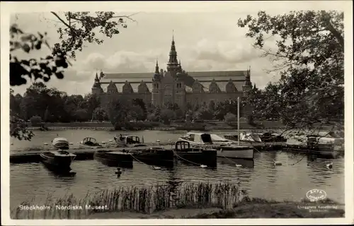 Ak Stockholm Schweden, Nordiska Museet, Motorboote