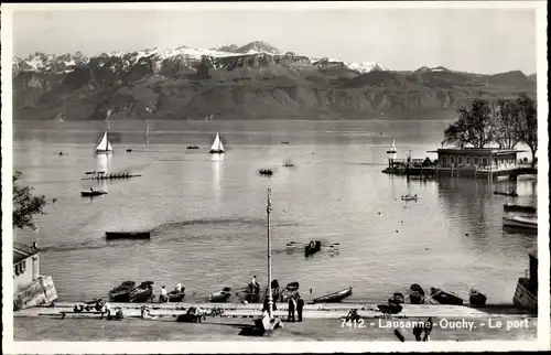 Ak Ouchy Lausanne Kanton Waadt, Hafenpartie