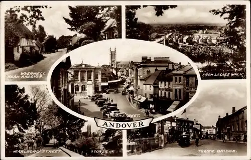 Ak Andover Hampshire England, Bridge Street, High Street, From Ladies Walk