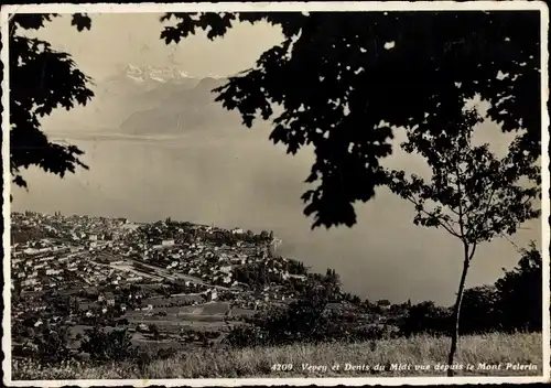 Ak Vevey Kanton Waadt, Dents du Midi vue depuis le Mont Pelerin