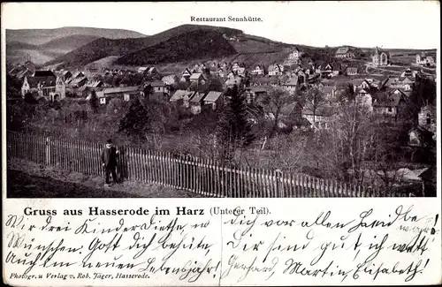 Ak Hasserode Wernigerode im Harz, Gesamtansicht mit Restaurant Sennhütte