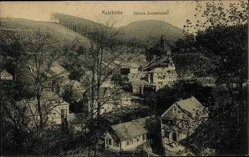 Ak Katzhütte im Schwarzatal Thüringen, Teilansicht  Ort, Oberes Schwarzatal