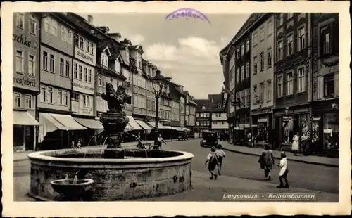 Ak Bad Langensalza in Thüringen, Rathausbrunnen