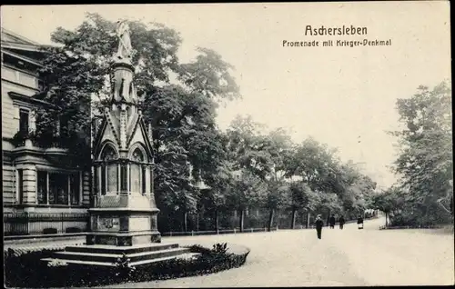 Ak Aschersleben im Salzlandkreis, Promenade, Kriegerdenkmal