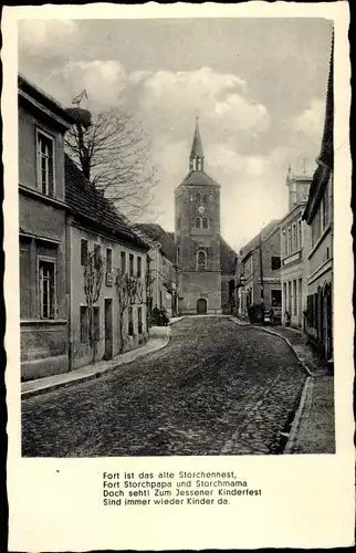 Ak Jessen an der Elster, Fort ist das alte Storchennest, Zum Jessener Kinderfest, Heimatfest 1938