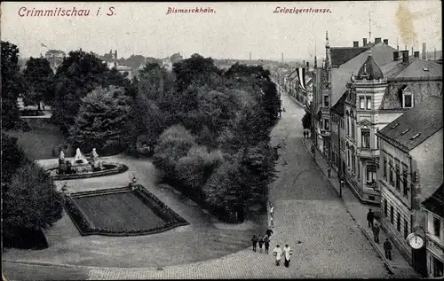 Ak Crimmitschau in Sachsen, Bismarckhain, Leipzigerstraße